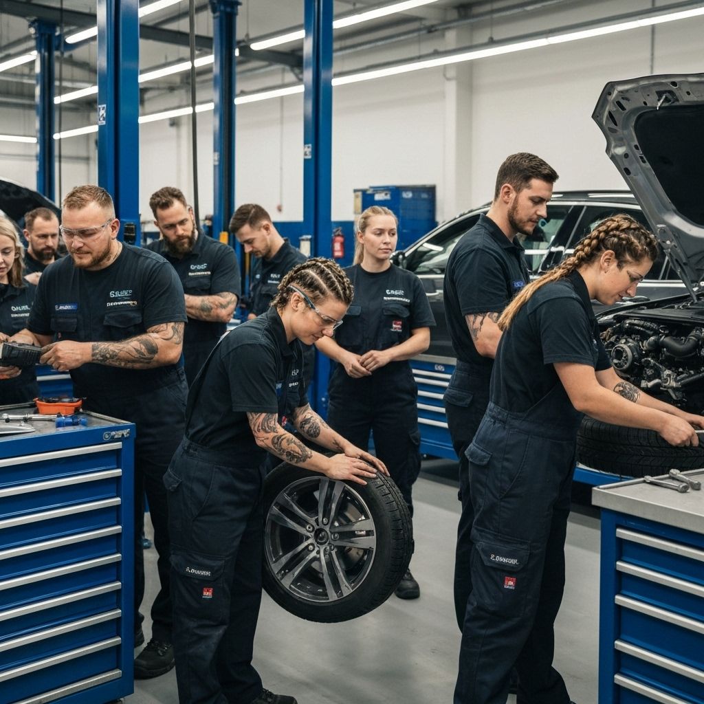 Professional mechanics team